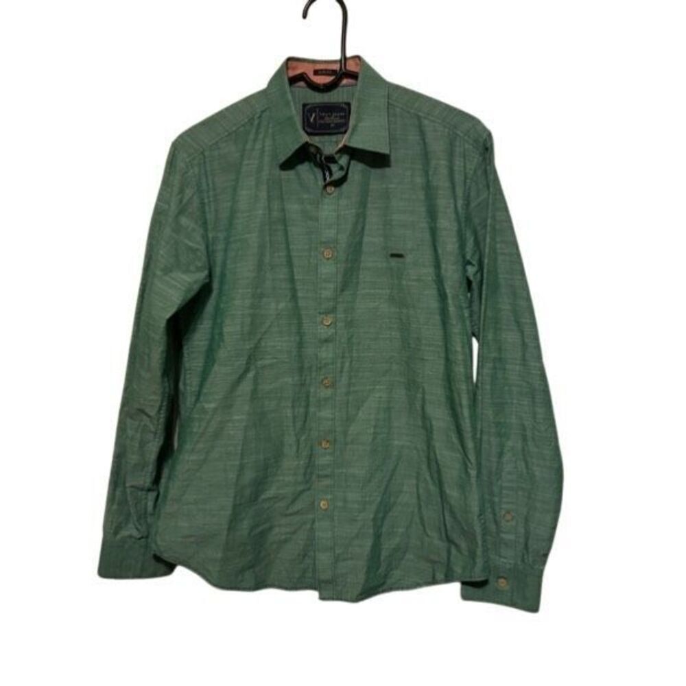 Van Heusen VDot Jeans Couture Slim Fit Size 39 Green Long Sleeve Button Shirt